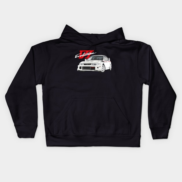 lancer evo 6 TME white Kids Hoodie by cowtown_cowboy